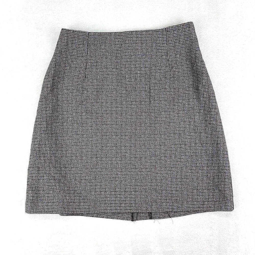 Vintage Skirt Womens 5 Brown Houndstooth Mini Academia Y2K 90s Grunge Punk USA‎